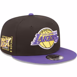 New Era Los Angeles Lakers Team Patch Snapback Adjustable 9FIFTY Cap Hat - Black - S/M, Black