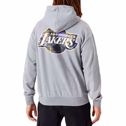 New Era Mens Los Angeles Lakers Infill Team Logo Oversized Hoodie - Black - L, Black