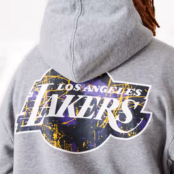 New Era Mens Los Angeles Lakers Infill Team Logo Oversized Hoodie - Black - L, Black