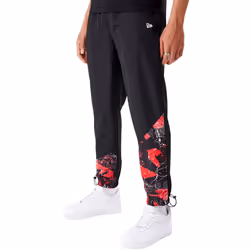 New Era Mens Chicago Bulls All Over Pattern Panel Joggers Track Pants - Black - L, Black