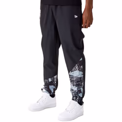 New Era Mens Brooklyn Nets All Over Pattern Panel Joggers Track Pants - Black - XL, Black