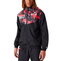 New Era Mens Chicago Bulls All Over Pattern Panel Track Jacket Top - Black - L, Black