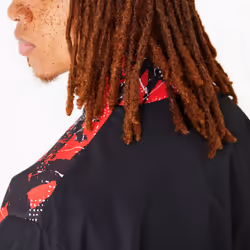New Era Mens Chicago Bulls All Over Pattern Panel Track Jacket Top - Black - L, Black