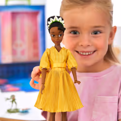 Disney Store Official Princess Story Doll (Tiana) 11 Inches  Includes Coloring Book and Additional Dress  Princess Doll in Classic Outfit  P