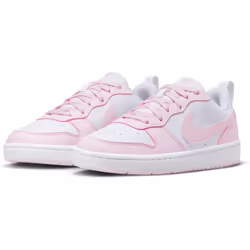 Nike Court Borough Low Recraft Big Kids Shoes (White/Pink Foam  US Foo