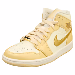 Nike Air Jordan 1 Mid Se Womens Fashion Trainers in Vanilla Gold - 4 UK