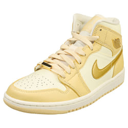 Nike Air Jordan 1 Mid Se Womens Fashion Trainers in Vanilla Gold - 4 UK