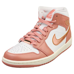 Nike Air Jordan 1 Mid Se Womens Fashion Trainers in Red Stardust Copper - 9 UK