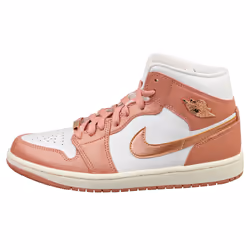 Nike Air Jordan 1 Mid Se Womens Fashion Trainers in Red Stardust Copper - 9 UK