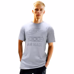 NIKE NSW Air Max Mens Cotton Crew Neck Pull On Regular Fit Short Sleeve T-Shirt - UK Size XL, Grey