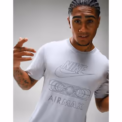 NIKE NSW Air Max Mens Cotton Crew Neck Pull On Regular Fit Short Sleeve T-Shirt - UK Size XL, Grey
