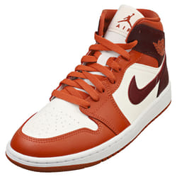 Nike Air Jordan 1 Mid Womens Fashion Trainers in White Brown - 8