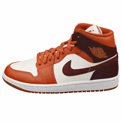 Nike Air Jordan 1 Mid Womens Fashion Trainers in White Brown - 8