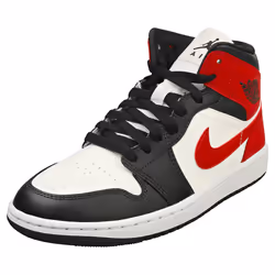 Nike Air Jordan 1 Mid Womens Fashion Trainers in Black White Red - 4