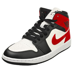 Nike Air Jordan 1 Mid Womens Fashion Trainers in Black White Red - 7.5