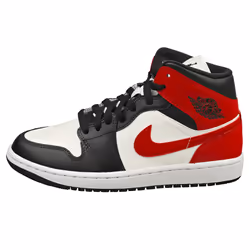 Nike Air Jordan 1 Mid Womens Fashion Trainers in Black White Red - 4.5