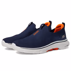 Skechers Men's Go Walk 7 Sneaker  Navy/Orange  10.5