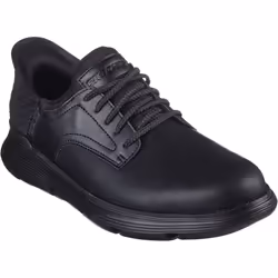 ) Skechers Garza - Gervin Leather Men's Black Lace-Up Shoes - Black, 7 (Adults'