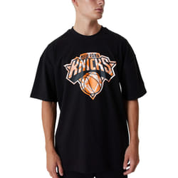 New Era New York Knicks NBA Infill Logo Oversized T-Shirt Tee Top - Black - XL, Black