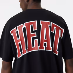 New Era Miami Heat NBA Infill Logo Oversized T-Shirt Tee Top - Black - L, Black
