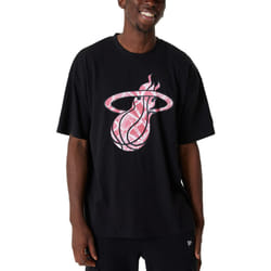 New Era Miami Heat NBA Infill Logo Oversized T-Shirt Tee Top - Black - XL, Black