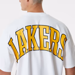 New Era LA Lakers NBA Infill Logo Oversized T-Shirt Tee Top - White - L, White