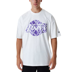 New Era LA Lakers NBA Infill Logo Oversized T-Shirt Tee Top - White - M, White