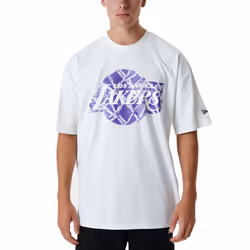 New Era LA Lakers NBA Infill Logo Oversized T-Shirt Tee Top - White - XL, White