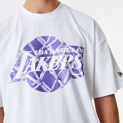 New Era LA Lakers NBA Infill Logo Oversized T-Shirt Tee Top - White - XL, White