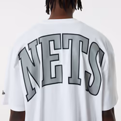 New Era Brooklyn Nets NBA Infill Logo Oversized T-Shirt Tee Top - White - M, White