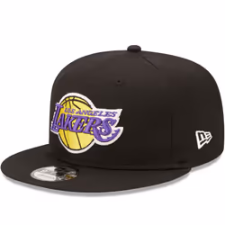 New Era LA Lakers Team Side Patch 9FIFTY Snapback Cap Hat - Black - S/M, Black