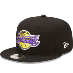 New Era LA Lakers Team Side Patch 9FIFTY Snapback Cap Hat - Black - S/M, Black