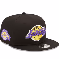 New Era LA Lakers Team Side Patch 9FIFTY Snapback Cap Hat - Black - S/M, Black