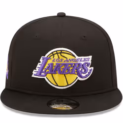 New Era LA Lakers Team Side Patch 9FIFTY Snapback Cap Hat - Black - S/M, Black