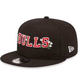 New Era Chicago Bulls Flower Wordmark 9FIFTY Snapback Cap Hat - Black - M/L, Black