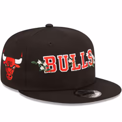 New Era Chicago Bulls Flower Wordmark 9FIFTY Snapback Cap Hat - Black - M/L, Black