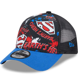 New Era Kids 9FORTY DC Print Superman Adjustable Snapback Trucker Cap - Saphire - 4-6 Yrs, Saphire