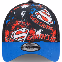 New Era Kids 9FORTY DC Print Superman Adjustable Snapback Trucker Cap - Saphire - 4-6 Yrs, Saphire