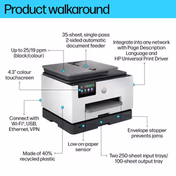 HP OfficeJet Pro 9130b Wireless All-in-One Color Printer, Two-sided printing; Copier, Scanner - Additional view 4