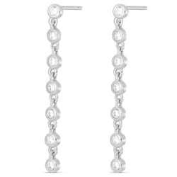 Amazon Essentials Sterling Silver Cubic Zirconia Bezel Linear Drop Earrings (previously Amazon Collection)