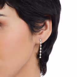 Amazon Essentials Sterling Silver Cubic Zirconia Bezel Linear Drop Earrings (previously Amazon Collection)
