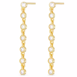 Amazon Essentials Gold Sterling Silver Cubic Zirconia Bezel Linear Drop Earrings (previously Amazon Collection)
