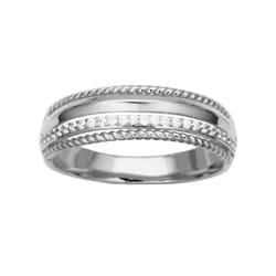 Amazon Essentials Cubic Zirconia Multi-Row Band Ring in Rhodium Plated Sterling Silver  White  6