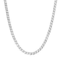 Amazon Essentials Cubic Zirconia Wave Tennis Necklace in Rhodium Plated Sterling Silver  White  18""""