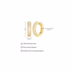 Amazon Essentials Cubic Zirconia Pave Hoop Earrings in 18k Gold Plated Sterling Silver