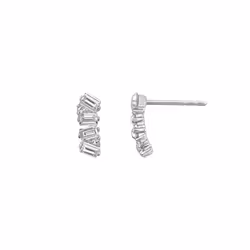 Amazon Essentials Rhodium Plated Brass Sliver Clear Stud Earrings