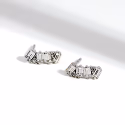 Amazon Essentials Rhodium Plated Brass Sliver Clear Stud Earrings