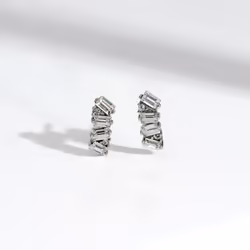 Amazon Essentials Rhodium Plated Brass Sliver Clear Stud Earrings
