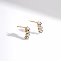 Amazon Essentials Yellow Gold Plated Brass Sliver Clear Stud Earrings