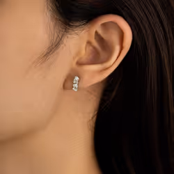 Amazon Essentials Yellow Gold Plated Brass Sliver Clear Stud Earrings